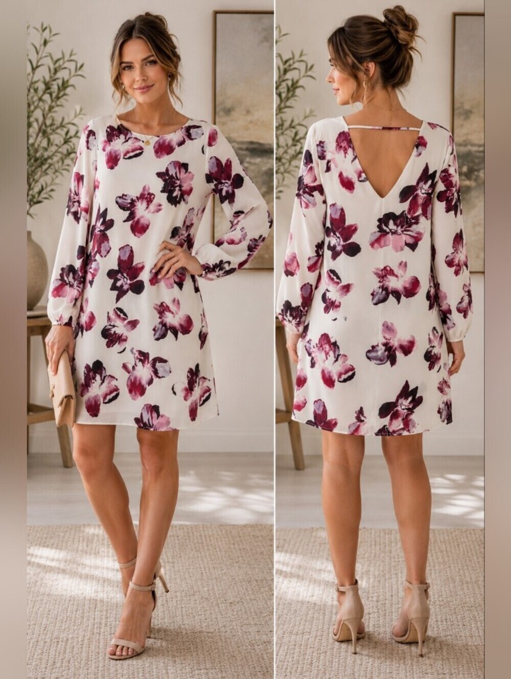 🎉SALE NWOT Dex Floral Print Long Sleeve Mini Dress